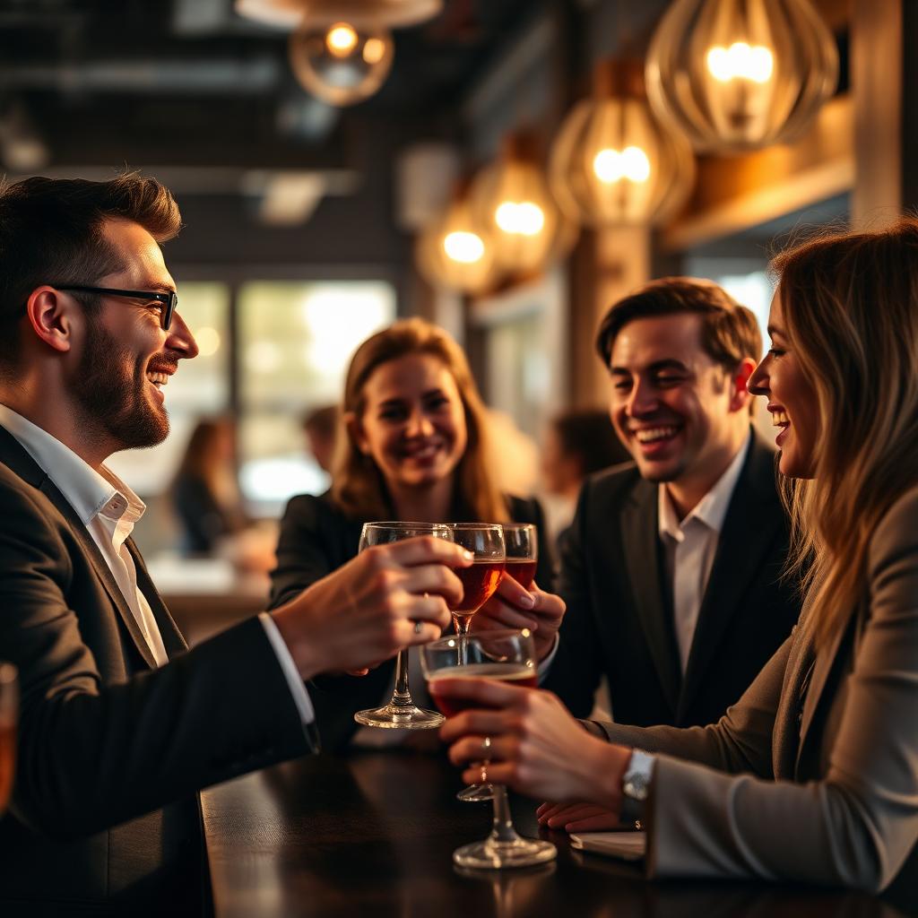 Members catching up over drinks at a LIBA happy hour